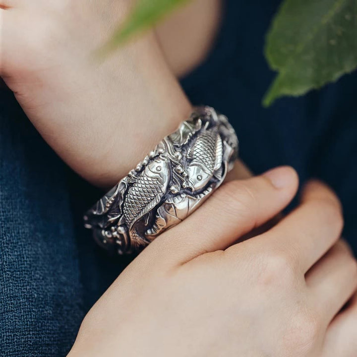 Buddha Stones Buddha Stones Koi Fish Lotus Luck Wealth Bracelet Bangle - image 7