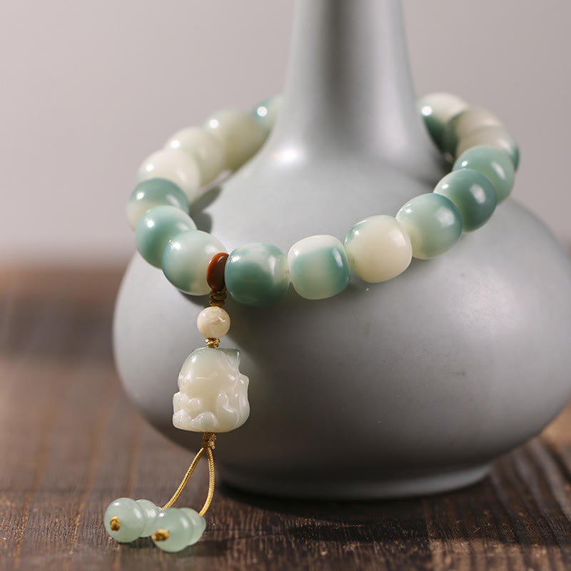 Buddha Stones Gradient Bodhi Seed Nine Tailed Fox Cat Paw Claw Pine Cone Peace Bracelet - image 1