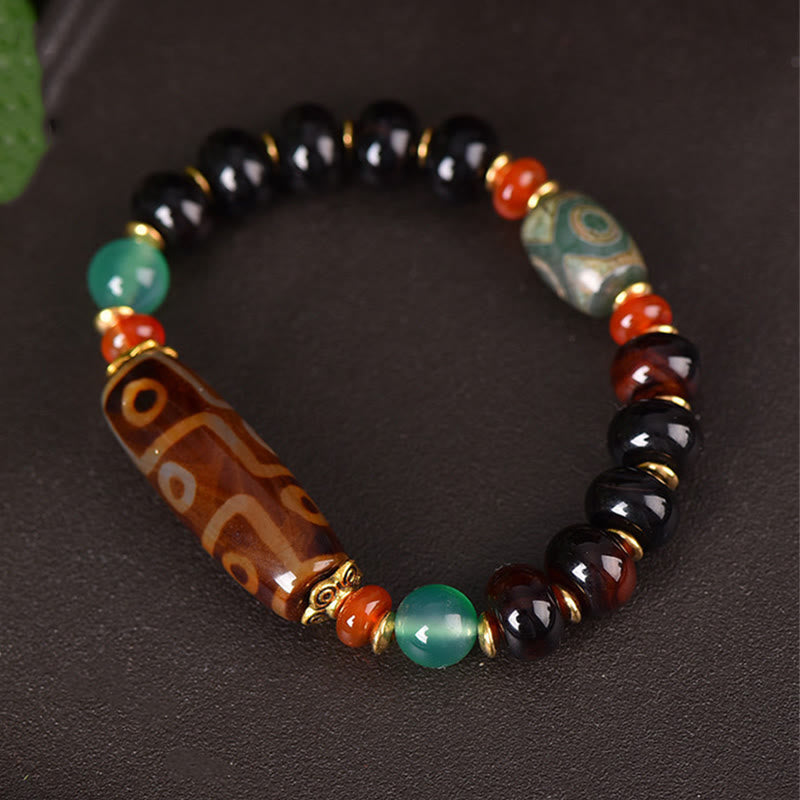 Buddha Stones Tibetan Natural Nine-Eye Dzi Bead Three-eyed Dzi Bead Protection Bracelet - image 2