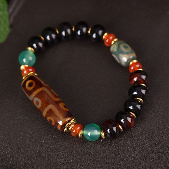 Buddha Stones Tibetan Natural Nine-Eye Dzi Bead Three-eyed Dzi Bead Protection Bracelet - image 2