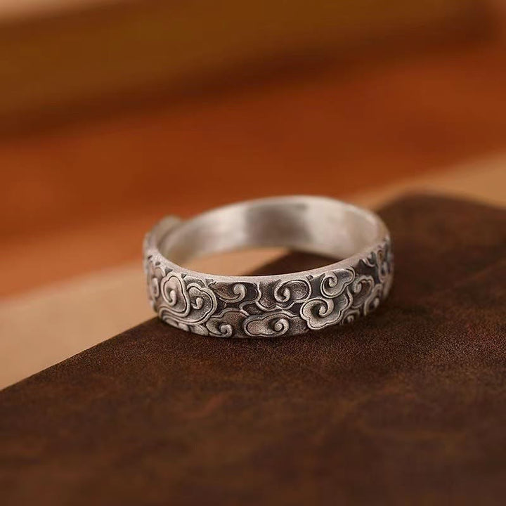 Buddha Stones Vintage Auspicious Clouds Pattern Luck Ring - image 4