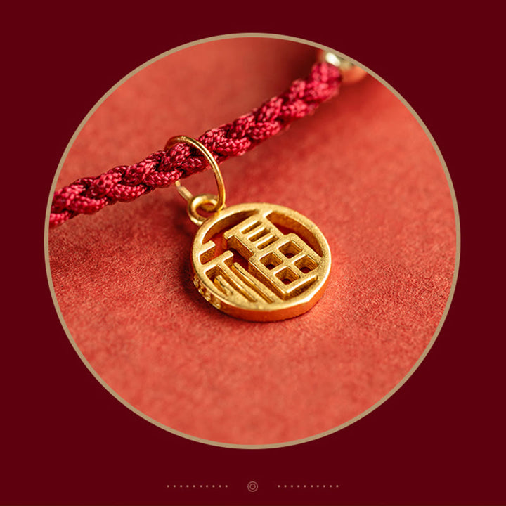 Buddha Stones 925 Sterling Silver Good Fortune Fu Character Agate Pearl Red String Braid Bracelet - image 14