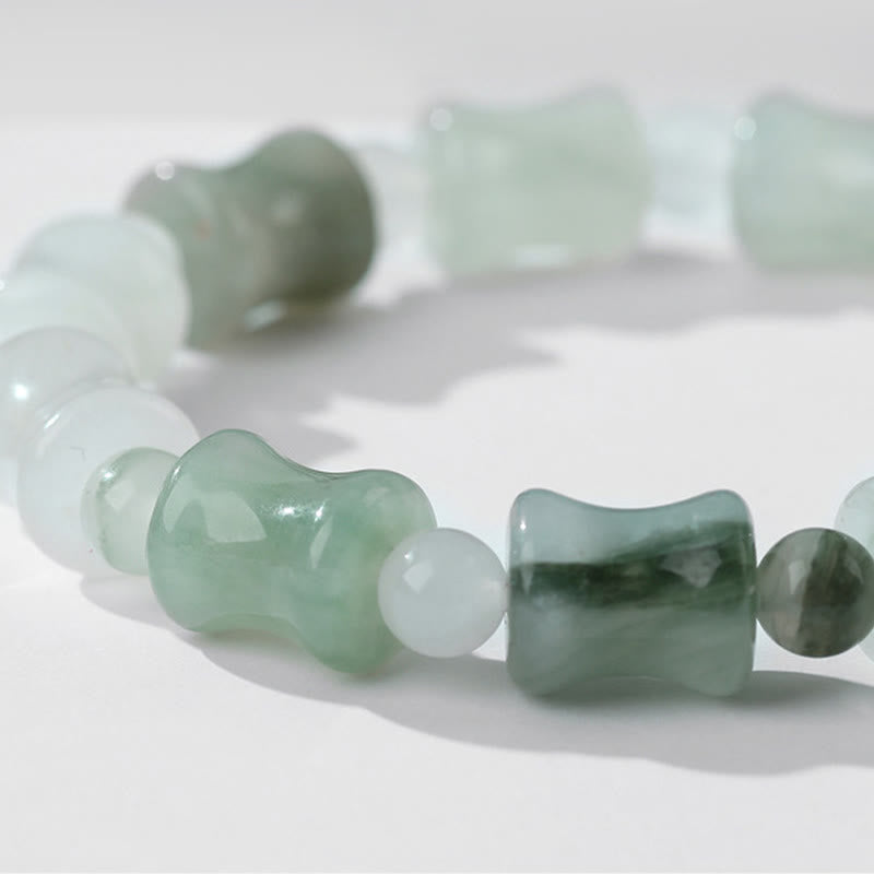Buddha Stones Jade Coconut Shell Bamboo Pattern Abundance Luck Bracelet - image 3