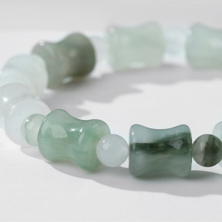 Buddha Stones Jade Coconut Shell Bamboo Pattern Abundance Luck Bracelet - image 3