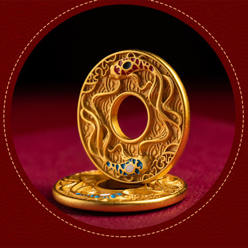 Buddha Stones Double Koi Fish Peace Buckle Wealth Luck Key Chain - image 13