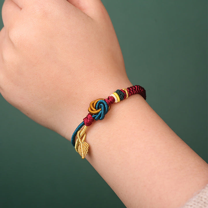 Buddha Stones Tibetan Handmade Mandala Knot Leaf Luck Rope Bracelet - image 1