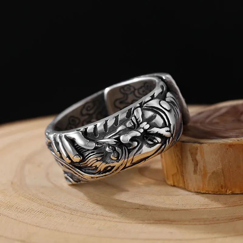 Buddha Stones Guan Gong Auspicious Clouds Amulet Wealth Ring - image 1