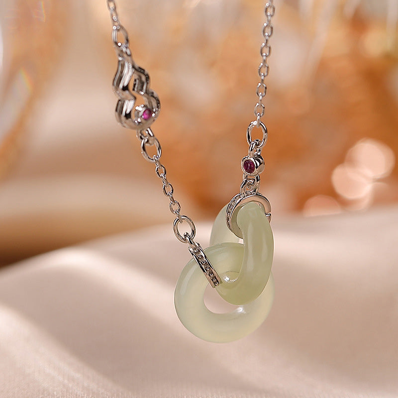 Buddha Stones 925 Sterling Silver Round Jade Luck Prosperity Necklace Chain Pendant - Jade - Silver - image 7