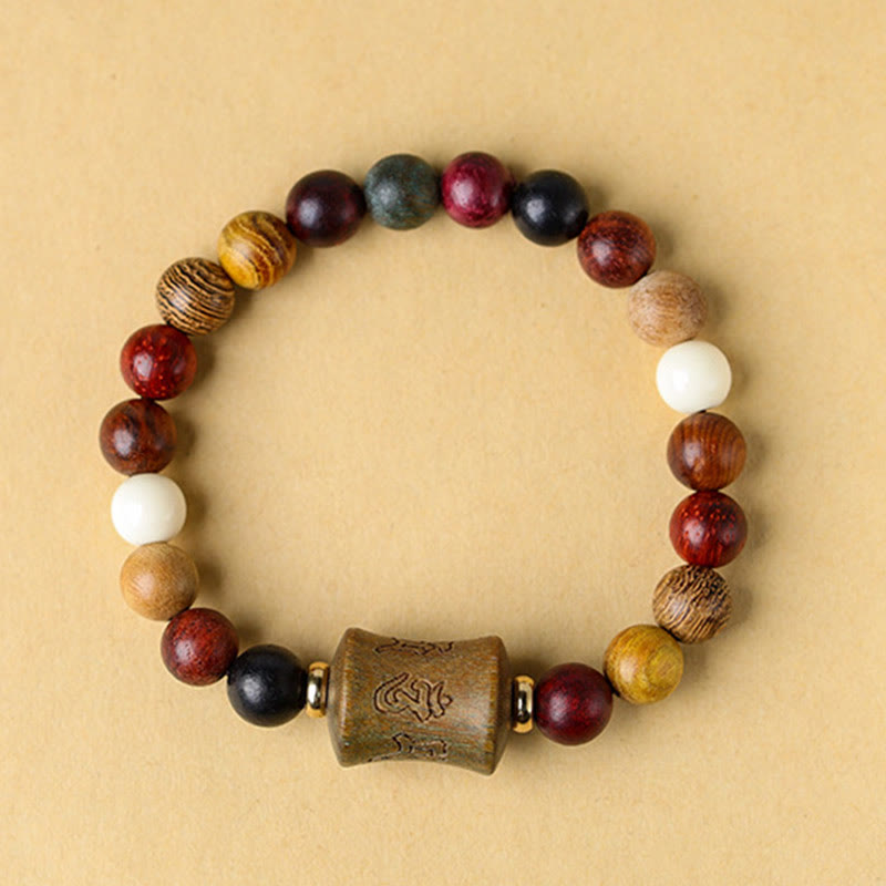 Buddha Stones Tibet Multicolored Sandalwood Om Mani Padme Hum Protection Bracelet - image 6