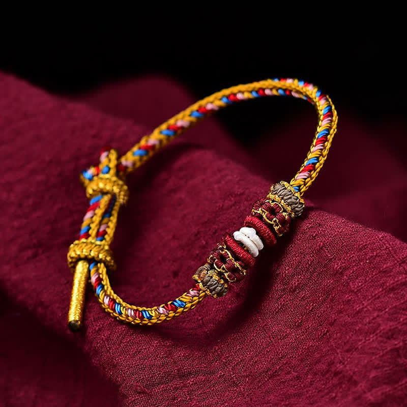 Buddha Stones Handmade Dunhuang Color Luck Braid String Bracelet - image 0