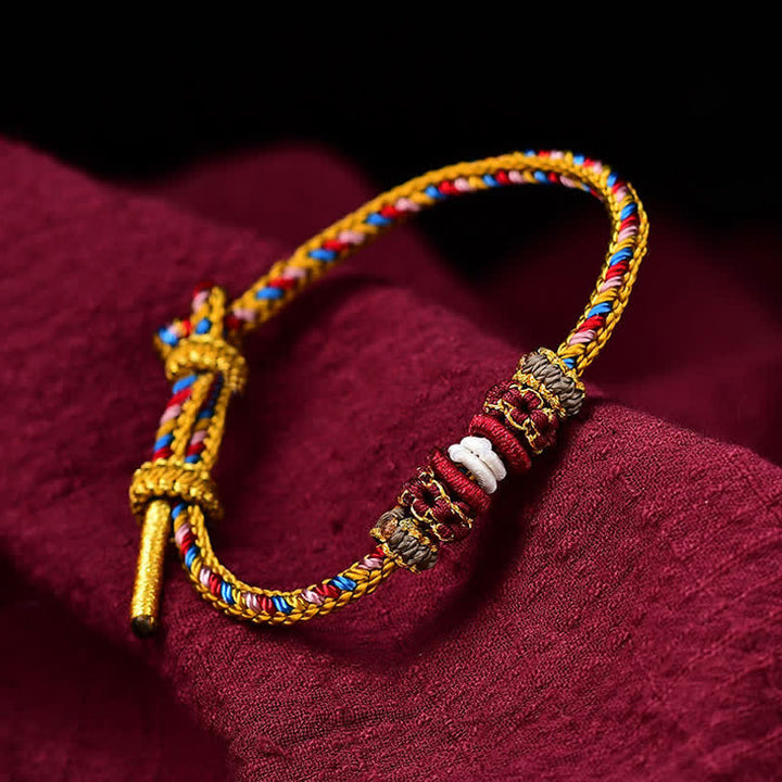 Buddha Stones Handmade Dunhuang Color Luck Braid String Bracelet - image 0