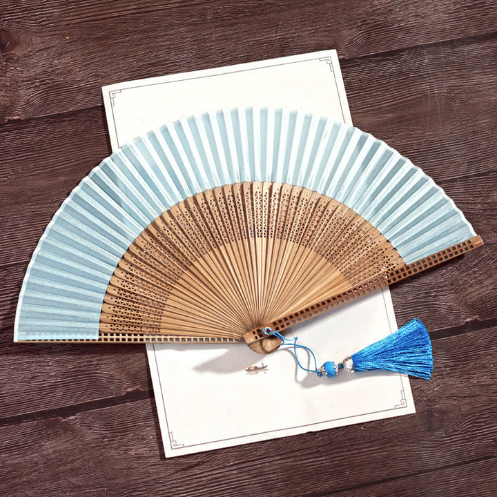 Buddha Stones Vintage Handheld Folding Fan With Bamboo Frames - image 13