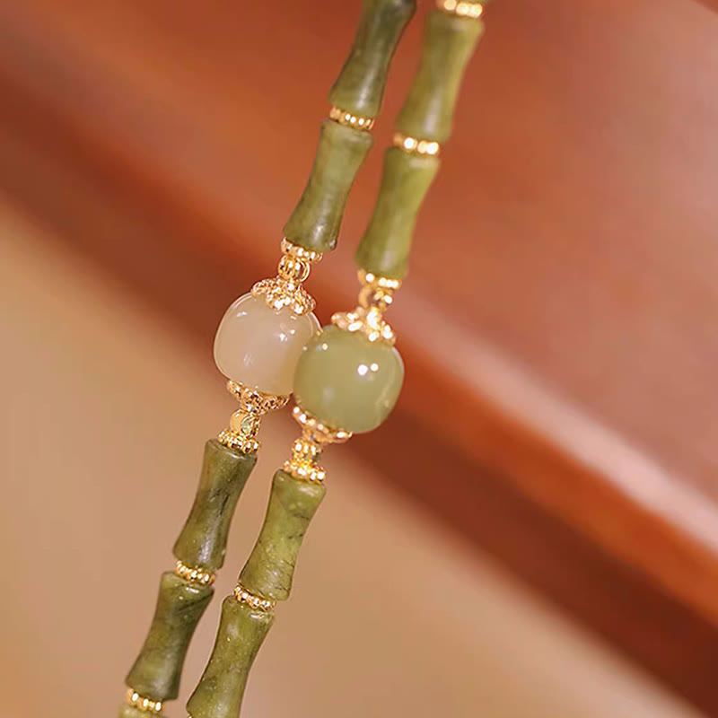 Buddha Stones 14K Copper Plated Peridot Hetian Jade Bamboo Pattern Luck Bracelet - image 7