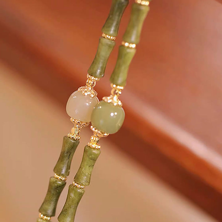 Buddha Stones 14K Copper Plated Peridot Hetian Jade Bamboo Pattern Luck Bracelet - image 7