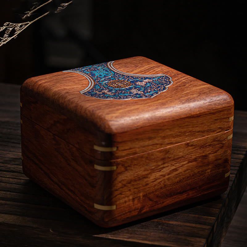 Antique Flower Leaf Handmade Rosewood Jewelry Storage Box Wooden Gift Organizer Box - image 18