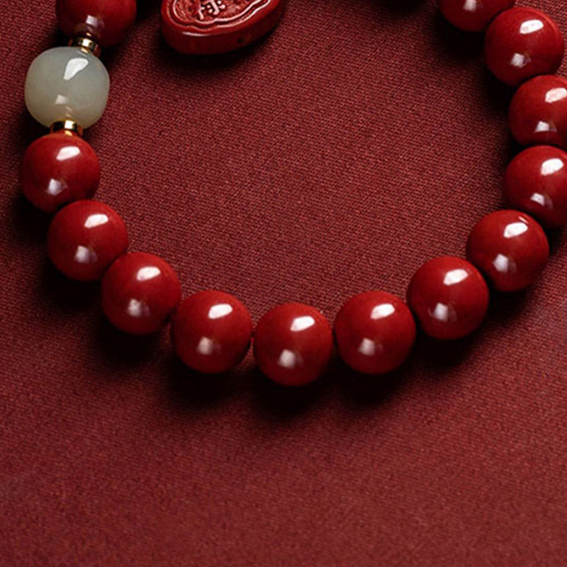 Buddha Stones Cinnabar Jade Healing Protection Charm Bracelet - image 7