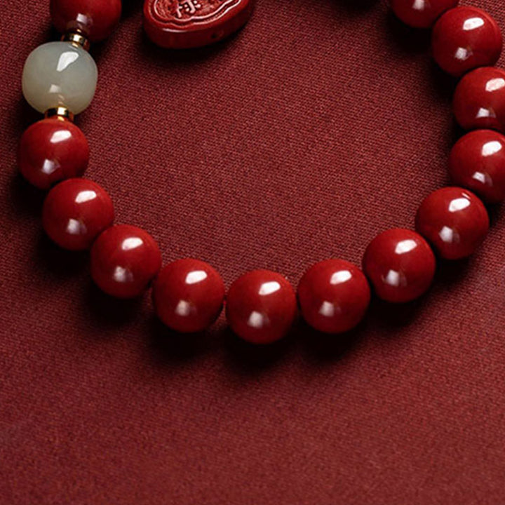 Buddha Stones Cinnabar Jade Healing Protection Charm Bracelet - image 7