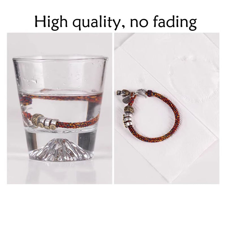 Buddha Stones Handmade Tibetan 925 Sterling Silver Chinese Zodiac Natal Buddha Zakiram Goddess of Wealth Protection Multicolored Rope Braided Bracelet - image 28