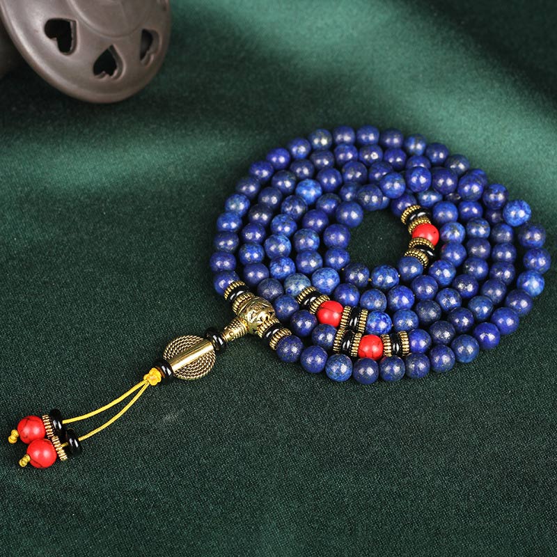 Buddha Stones Tibetan Mala Lapis Lazuli Lazurite Positive Bracelet - image 7
