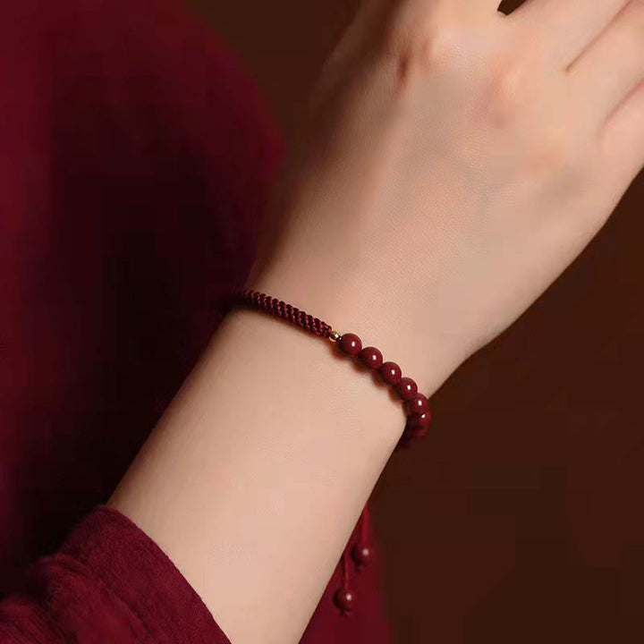 Buddha Stones Natural Cinnabar King Kong Knot Blessing String Bracelet - image 9