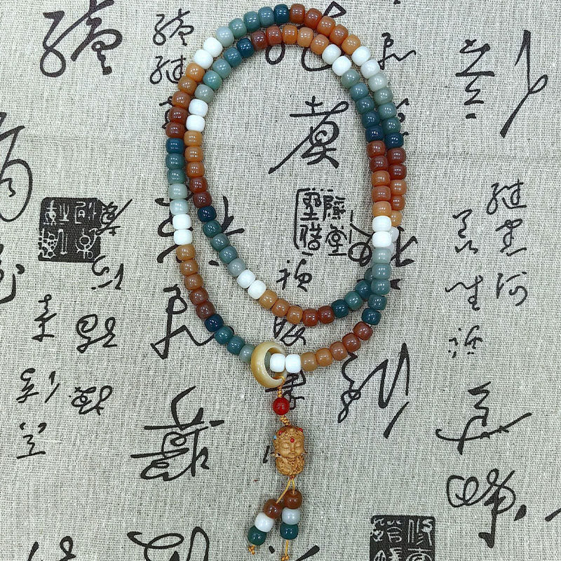Buddha Stones 108 Mala Beads Gradient Bodhi Seed Green Tara Buddha Engraved Peace Harmony Bracelet - image 11