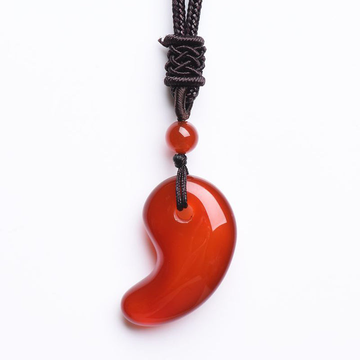 Buddha Stones Red Agate Green Agate Moon Pattern Confidence Calm Necklace - image 4