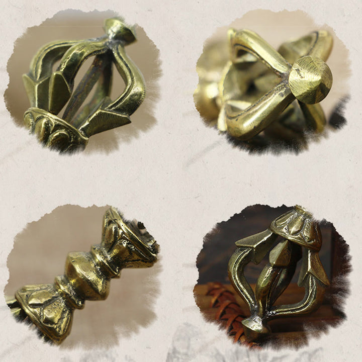Buddha Stones Handcrafted Nepal Small Five Prong Vajra Dorje Strength Copper Decoration - image 6