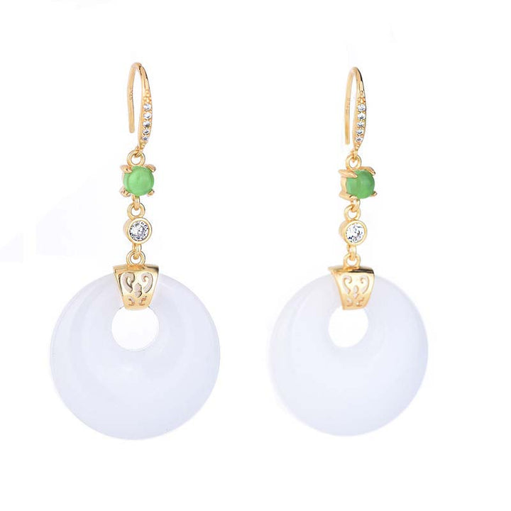 FengShui White Jade Blessing Drop Earrings - image 9