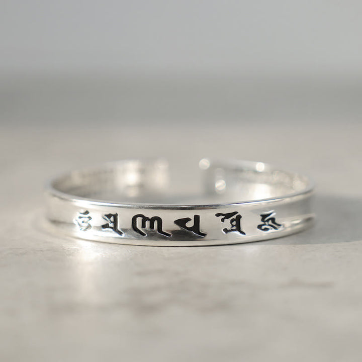 Buddha Stones Tibetan Mantra White Copper Bracelet - image 2