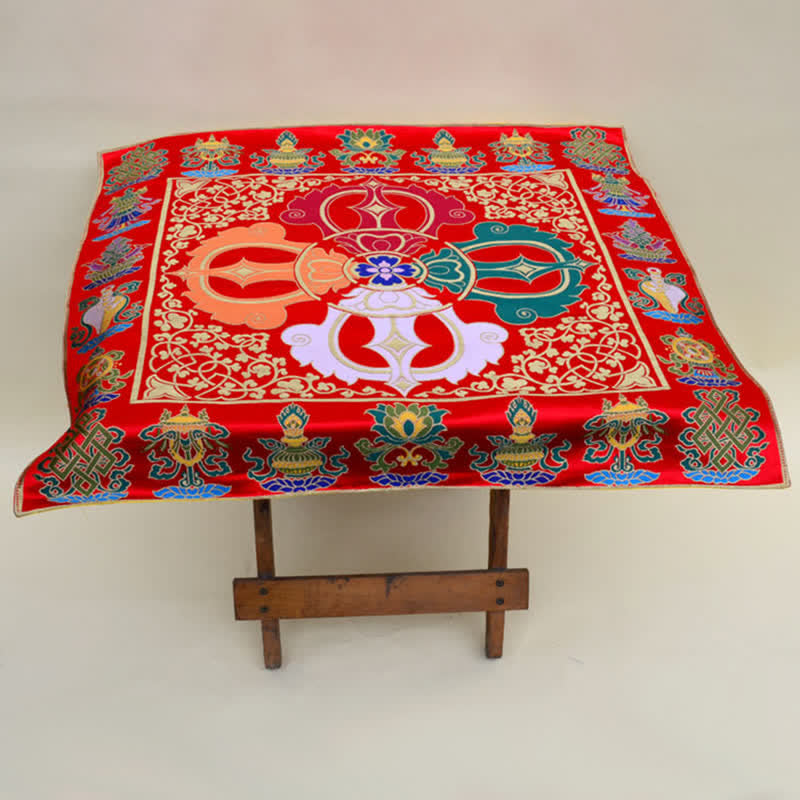 Flower Endless Knot Prayer Altar Mat Healing Meditation 8 Auspicious Symbols Mat Table Runner - image 16
