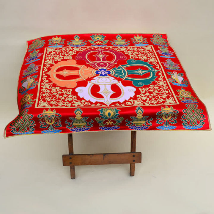 Flower Endless Knot Prayer Altar Mat Healing Meditation 8 Auspicious Symbols Mat Table Runner - image 16