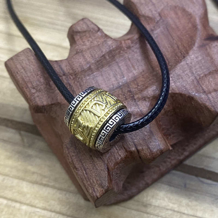 Buddha Stones Tibet Om Mani Padme Hum Protection Necklace Pendant - Gold - String Rope - image 6