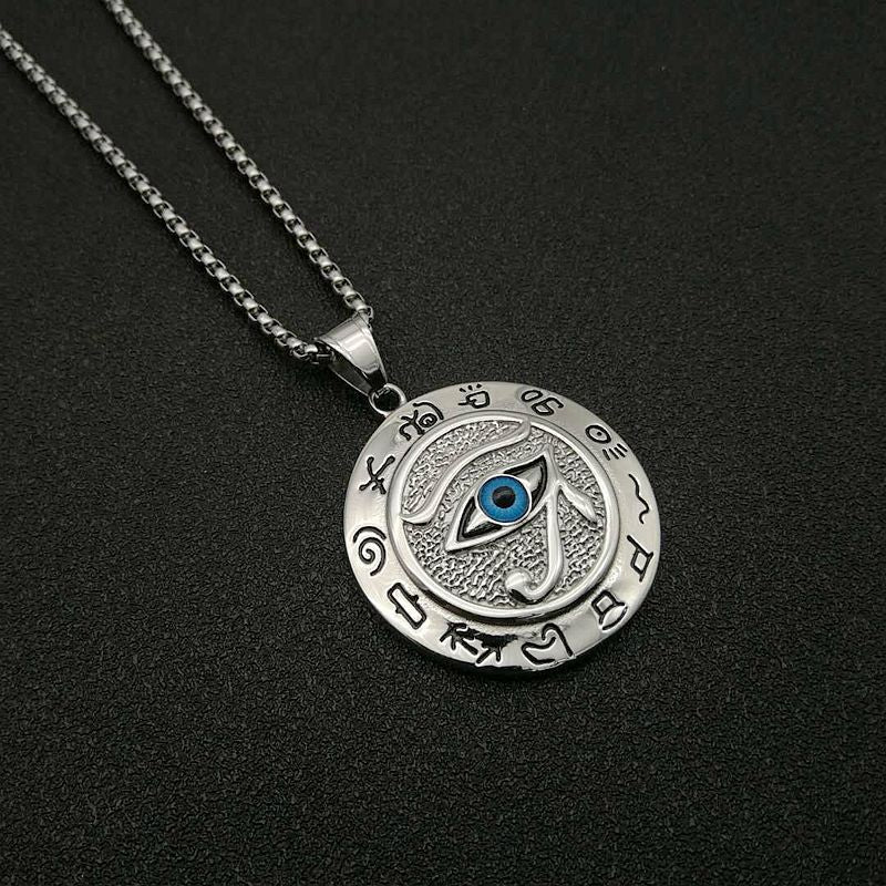 Buddha Stones Eye of Horus Protection Necklace Pendant - Silver - image 6