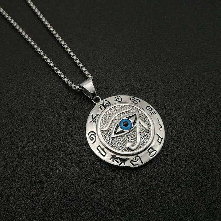 Buddha Stones Eye of Horus Protection Necklace Pendant - Silver - image 6