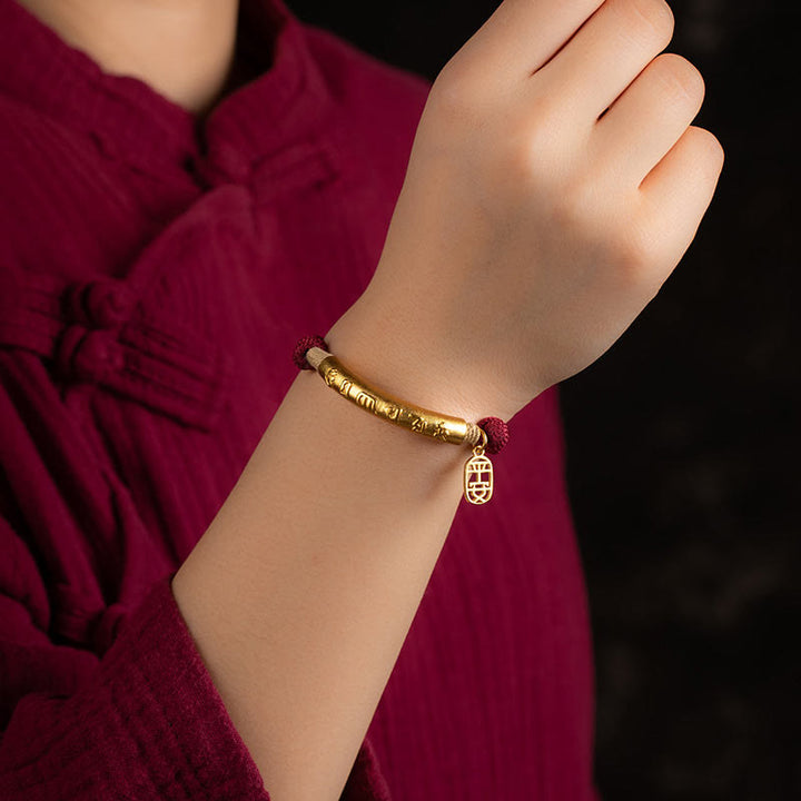 Buddha Stones 999 Sterling Silver Tibet Handmade Om Mani Padme Hum Fu Character TopRank Character Luck Braided Bracelet - image 9