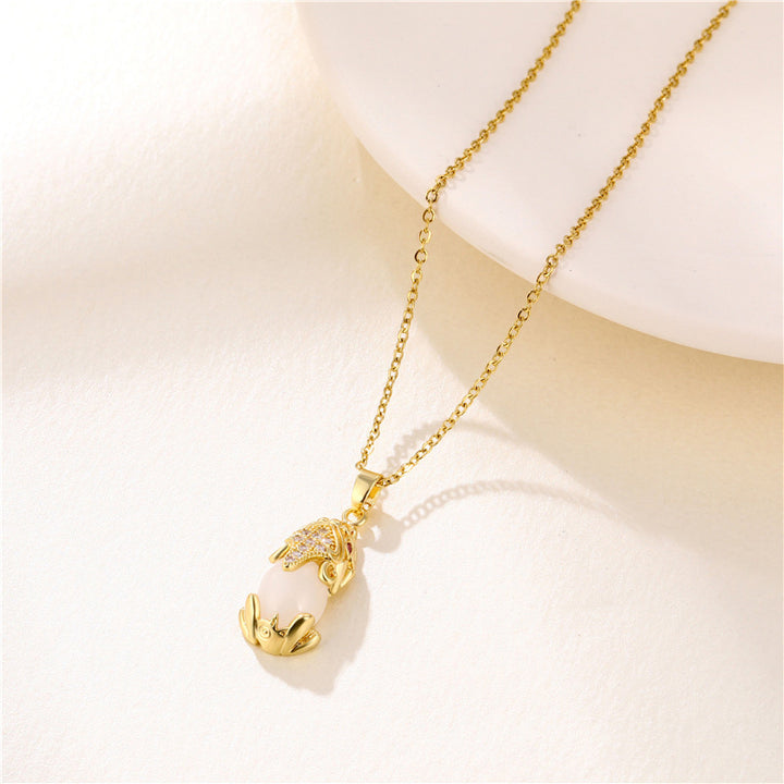 Buddha Stones Natural Garnet Pixiu Fortune Necklace - White Jade - image 8