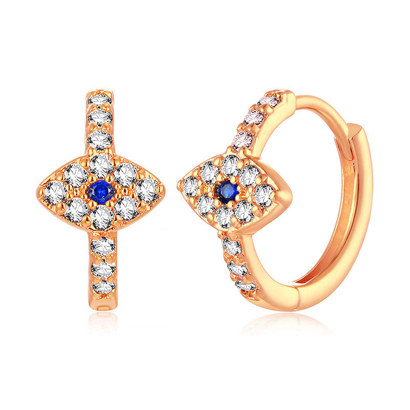 Buddha Stones 925 Sterling Silver Evil Eye Symbol Blessing Stud Earrings - Rose Gold - image 1