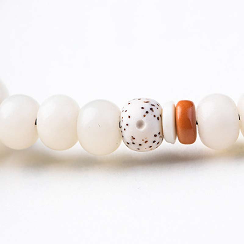 Buddha Stones Tibetan White Jade Bodhi Lotus Blessing Bracelet - image 18