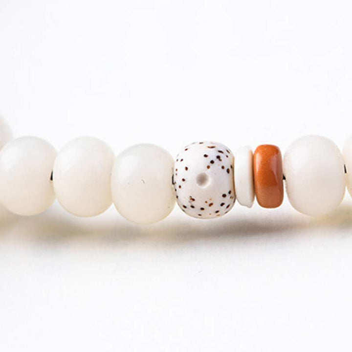 Buddha Stones Tibetan White Jade Bodhi Lotus Blessing Bracelet - image 18