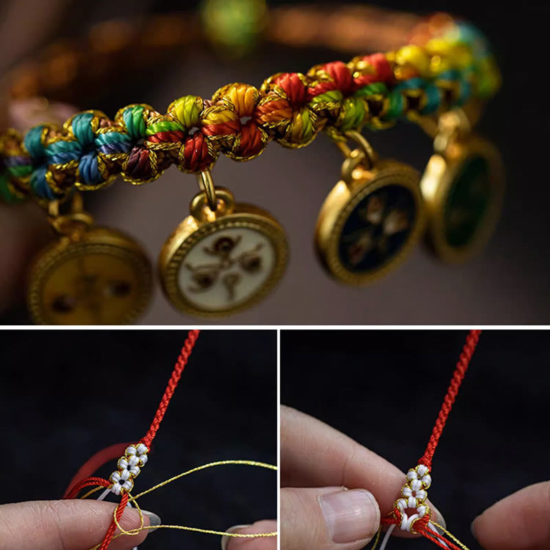 Buddha Stones Tibetan Colorful Rope Five God Of Wealth Luck Braid Bracelet - image 5