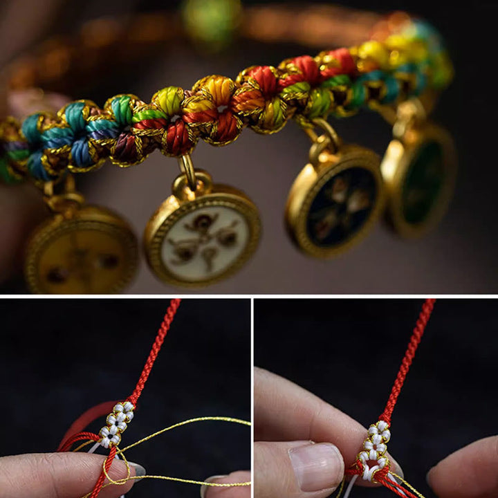 Buddha Stones Tibetan Colorful Rope Five God Of Wealth Luck Braid Bracelet - image 5