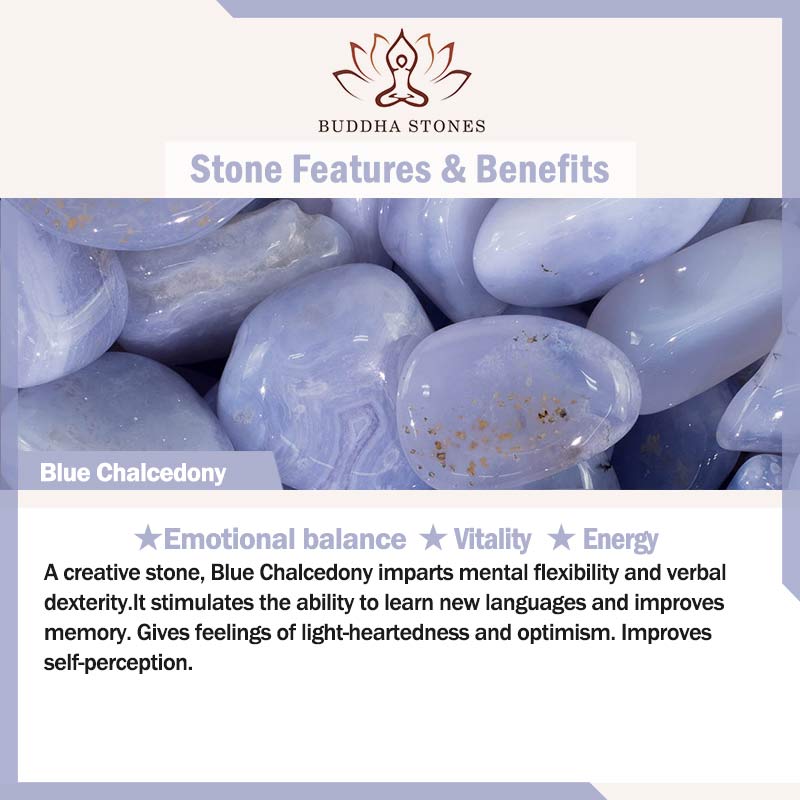 Buddha Stones Blue Chalcedony Emotional Balance Energy Bracelet Bangle - image 6