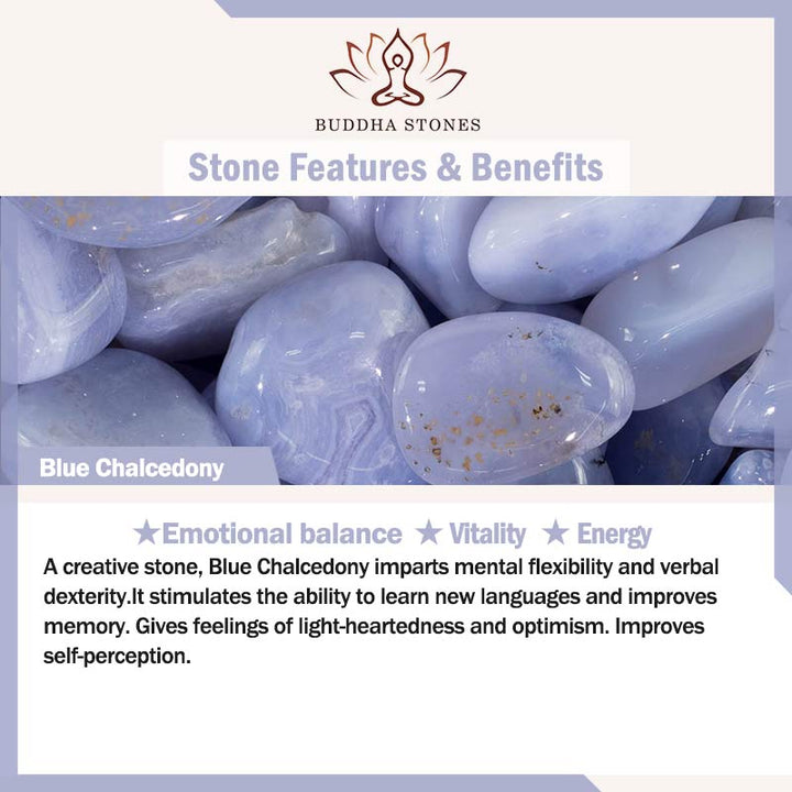 Buddha Stones Blue Chalcedony Emotional Balance Energy Bracelet Bangle - image 6