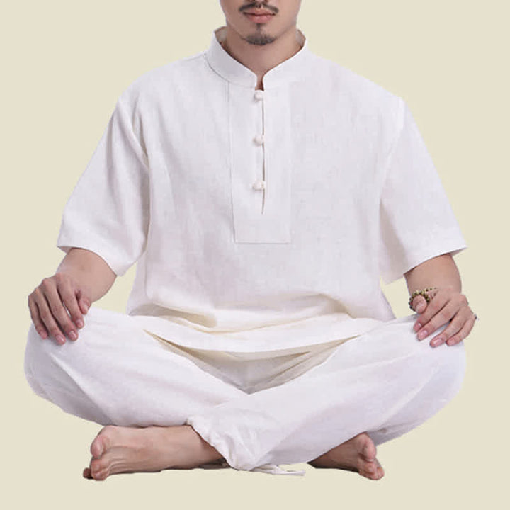 Buddha Stones Spiritual Zen Meditation Prayer Practice Cotton Linen Clothing Men's Set - image 2