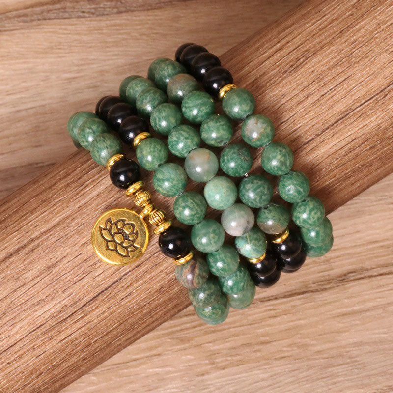 Buddha Stones 108 Beads Natural Agate Mala Healing Bracelet - image 4