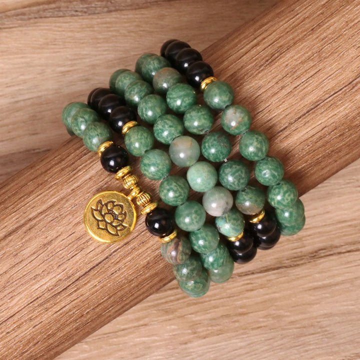 Buddha Stones 108 Beads Natural Agate Mala Healing Bracelet - image 4