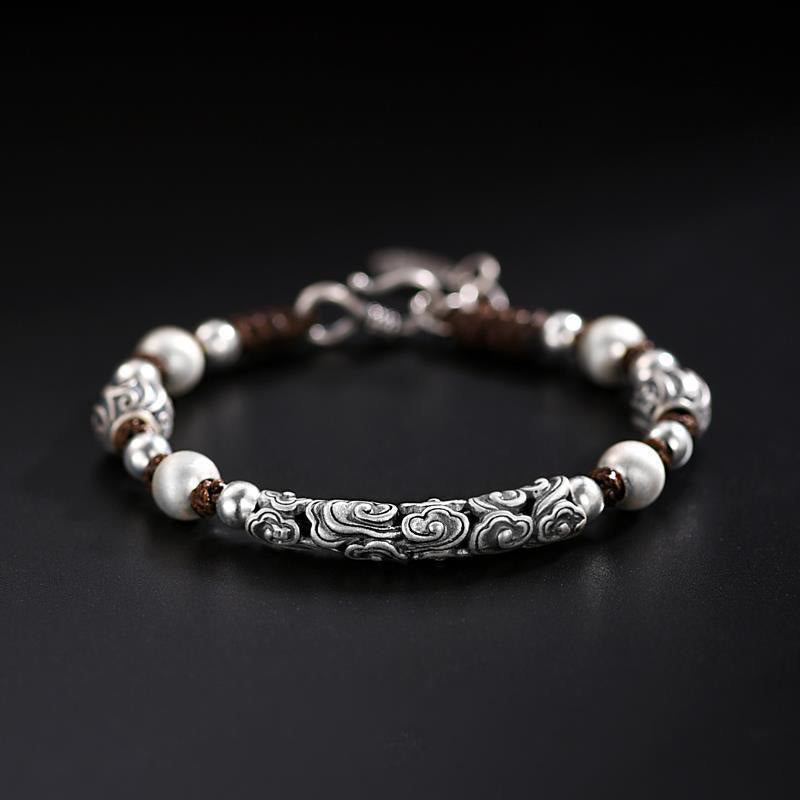 Buddha Stones Tibet Handmade Copper 999 Sterling Silver Auspicious Cloud Wealth String Bracelet - Copper Auspicious Cloud - image 0