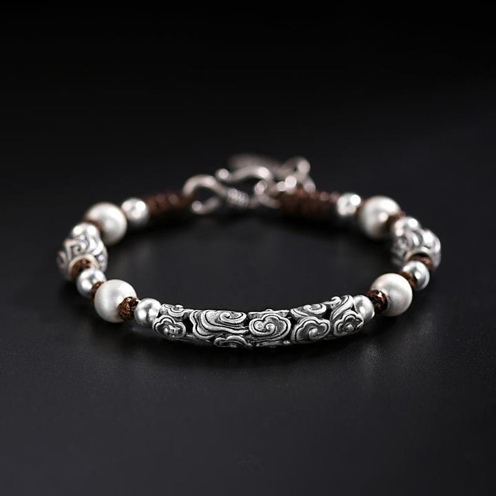 Buddha Stones Tibet Handmade Copper 999 Sterling Silver Auspicious Cloud Wealth String Bracelet - Copper Auspicious Cloud - image 0