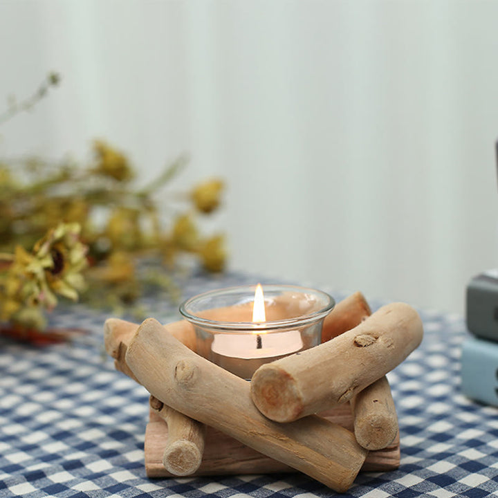 Buddha Stones Wood Candlestick Home Candle Holder Decoration - image 12