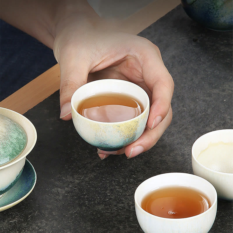 Buddha Stones Creative Green Ceramic Teacup Kung Fu Tea Cups - image 16